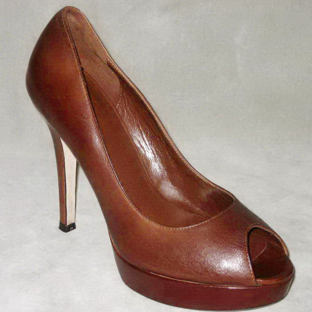 Cole Haan Mariela Peep Toe Platform PUMP Brown